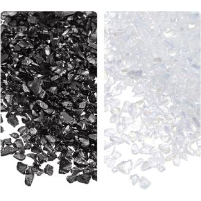 uxcell 2 Colors Crushed Glass Chips, 1-4mm Irregular Glitter Metallic Glass for Craft DIY Jewelry Filler Epoxy Resin Decoration 28g Gold Tone Silver Tone