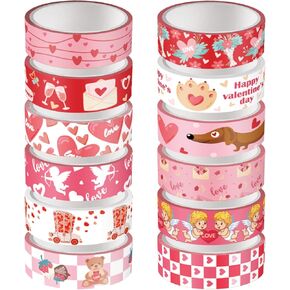 BOXOB 12pcs Valentine's Day for Washi Tape, 9.84 Feet Holiday for Washi Tape Cute Valentine Tape Valentine Decorations for Gift Wrapping School Home Valentine's Day, Anniversary