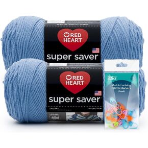 Cafe - Red Heart Super Saver Yarn 3 Pack (7oz Each) Bundled with Benzy Stitch Markers (20ct) for Knitting, Crocheting, Craft Projects, and Gifts in Saudi Arabia