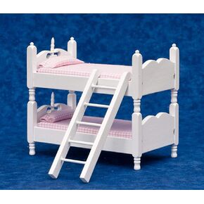 Dollhouse Miniature 1:12 Scale White and Pink Bunkbeds with Ladder #T5413 in Saudi Arabia