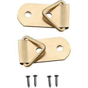 Yinpecly 50Pcs Double Holes Triangle Ring Picture Hangers 24 x 17mm for Hanging Hook Frame Mirror Artwork Clock Gold Tone in Kuwait
