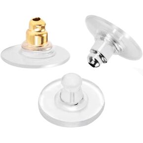 Senkary 150 زوجًا من الأقراط الخلفية المصنوعة من البلاستيك المطاطي وسدادة القرط ذات القابض الرصاصي مع وسادة، فضي، ذهبي وشفاف (50 زوجًا لكل منها) in Kuwait