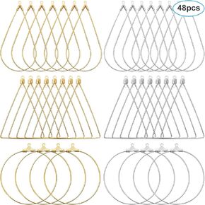 48 قطعة أقراط خرزية طوقية ساحرة المعلقات حلق الدمعة القرط مثلث القرط جولة هوب القرط لصنع المجوهرات DIY الحرف الفن خلق فتاة هدية in Kuwait