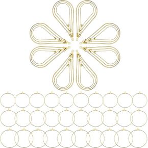 120Pcs K Gold Earring Hoops for Jewelry Making - Teardrop & Round Shapes, 3 Sizes Each, Bulk for DIY Crafts