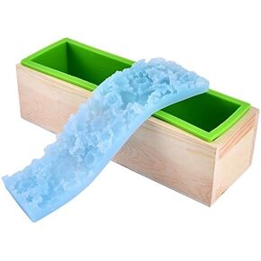 Craft Embossed Soap Silicone Mold Set Rectangular Loaf Toast Mould with Wooden Box and Flower Mat for DIY Handmade