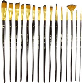 فرشاة طلاء - مجموعة من 15 فرشاة فنية للالوان المائية والاكريليك والطلاء الزيتي - لوازم فنية فاخرة من ماي ارت سكيب™ in Kuwait
