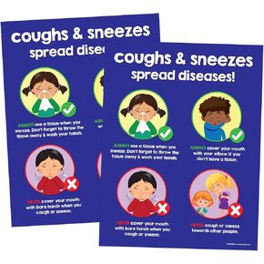 ZOCO - Cover Your Cough Sign - Laminated Poster - Preschool, Elementary School Nurse Office Decor - Hygiene, Health Posters - Bulletin Board Decorations - 17x22 in. in Kuwait