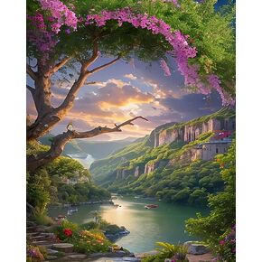 MjhRcll Paint by Number,Paint by Numbers for Adults and Beginner,DIY Acrylic Painting Kits on Canvas Paint by Number Landscape Oil Painting for Home Wall Decor16X20Inch in Kuwait