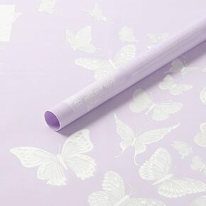 Oakbud 20 Sheets Butterfly Flower Wrapping Paper,Waterproof Florist Bouquet Supplies,DIY Crafts,Gift Packaging or Gift Box Packaging, 22.8x22.8Inch (White)