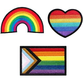 3 رقع حديد قوس قزح، علم قوس قزح على شكل قلب على الملابس، رقع لطيفة للرجال والنساء والأطفال، رقع تزيين للملابس والأحذية والحقيبة والقبعة in Kuwait