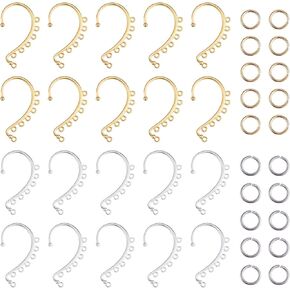 WEWAYSMILE 20Pcs Ear Cuff Earrings for Women, Alloy Cuff Earring Findings 7 Holes Ear Wrap Earring Hooks No PiercingClip on Ear Cuff Earrings for DIY Earrings Charm Jewelry Making (Silver&Gold） in Saudi Arabia