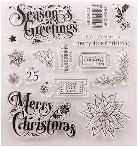 Welcome to Joyful Home 1pc Season's Greetings Christmas Clear Stamp for Card Making Decoration and Scrapbooking in Saudi Arabia