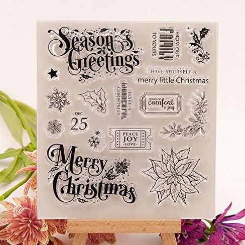 Welcome to Joyful Home 1pc Season's Greetings Christmas Clear Stamp for Card Making Decoration and Scrapbooking in Saudi Arabia