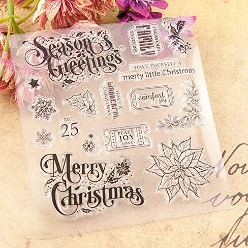Welcome to Joyful Home 1pc Season's Greetings Christmas Clear Stamp for Card Making Decoration and Scrapbooking in Saudi Arabia