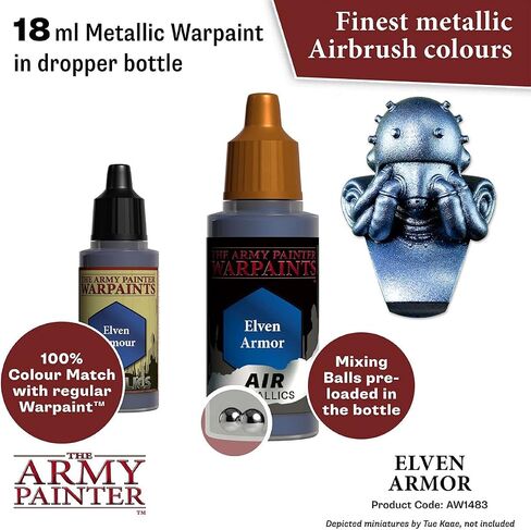 The Army Painter Warpaint Air Metallics Elven Armor - طلاء مائي أكريليك غير سام شديد الصبغة للعب الأدوار على الطاولة وألعاب الطاولة وألعاب الحرب نموذج مصغر للرسم in Saudi Arabia