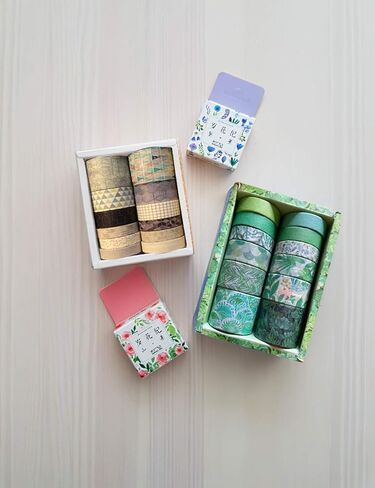 12 لفة خمر الزهور واشي الشريط مع 4 أحجام ، شرائط يابانية قناع الديكور للحرف اليدوية DIY والمخططات سجل القصاصات لاصق (فان جوخ ) in Kuwait