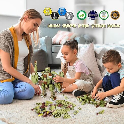 HOGOKIDS Dinosaur Toy Kit for Children - 445 Pieces Dinosaur Building Toy, 3-in-1 Triceratops Robot Spaceship, Dino Building Kits Gift for Boys from 6 7 8 9 10 11 12 Years in Kuwait