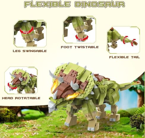 HOGOKIDS Dinosaur Toy Kit for Children - 445 Pieces Dinosaur Building Toy, 3-in-1 Triceratops Robot Spaceship, Dino Building Kits Gift for Boys from 6 7 8 9 10 11 12 Years in Kuwait