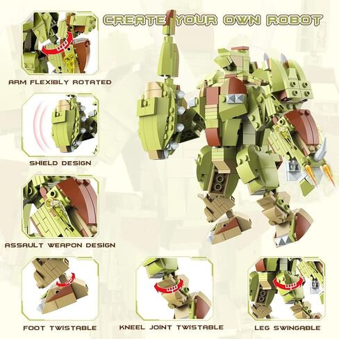 HOGOKIDS Dinosaur Toy Kit for Children - 445 Pieces Dinosaur Building Toy, 3-in-1 Triceratops Robot Spaceship, Dino Building Kits Gift for Boys from 6 7 8 9 10 11 12 Years in Kuwait