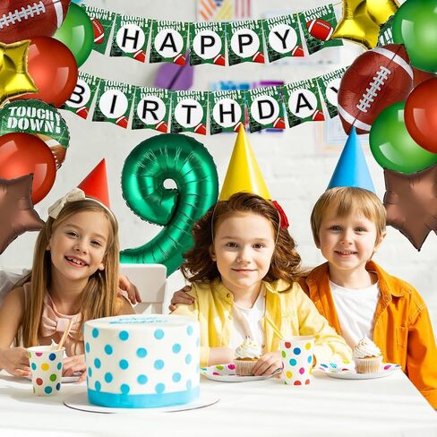 Guiqulai 19 Pcs Football Balloons Set,Football 9th Birthday Decorations,Sports Themed Party Supplies with Banner Latex balloon,Football Balloons Decor for Football Birthday Party Tailgate Game Day in Saudi Arabia