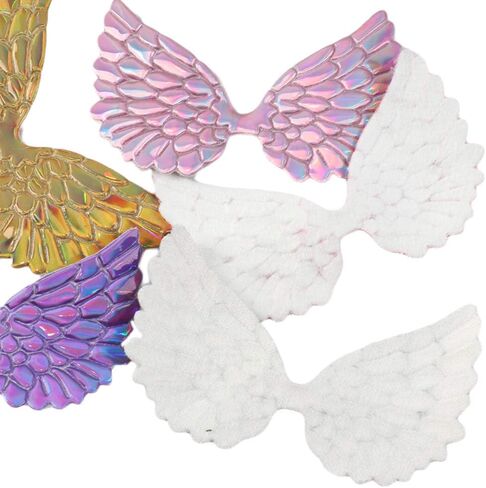 David Angie Laser Angel Wing Fabric منقوش 60 قطعة من رقع الجناح قزحي الألوان لإكسسوارات الشعر اليدوية (متنوعة 60 قطعة) in Kuwait