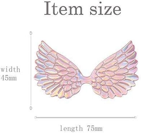 David Angie Laser Angel Wing Fabric منقوش 60 قطعة من رقع الجناح قزحي الألوان لإكسسوارات الشعر اليدوية (متنوعة 60 قطعة) in Kuwait