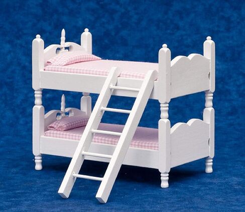 Dollhouse Miniature 1:12 Scale White and Pink Bunkbeds with Ladder #T5413 in Saudi Arabia