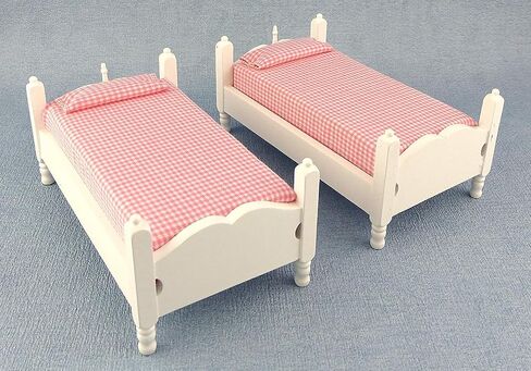 Dollhouse Miniature 1:12 Scale White and Pink Bunkbeds with Ladder #T5413 in Saudi Arabia