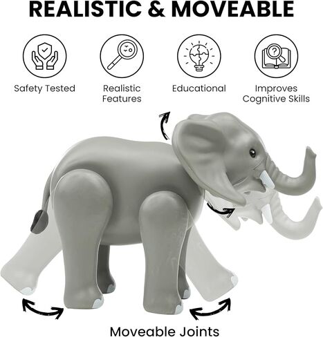 لعبة تمثال الفيل، تماثيل حيوانات سفاري كبيرة، ألعاب حيوانات حديقة حيوانات واقعية للأطفال الصغار 3-5، لعبة شخصية بلاستيكية للفيل، شخصية حيوانات برية، مجموعة لعب حيوانات سفاري للأطفال in Kuwait