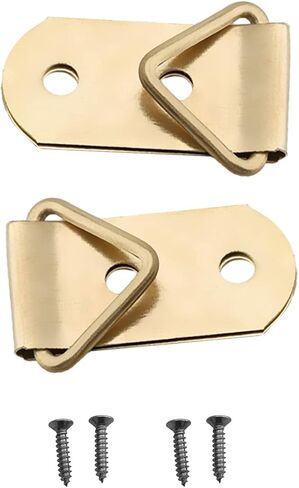 Yinpecly 50Pcs Double Holes Triangle Ring Picture Hangers 24 x 17mm for Hanging Hook Frame Mirror Artwork Clock Gold Tone in Kuwait