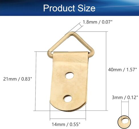 Yinpecly 50Pcs Double Holes Triangle Ring Picture Hangers 24 x 17mm for Hanging Hook Frame Mirror Artwork Clock Gold Tone in Kuwait