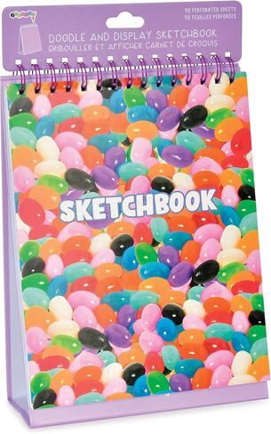 iscream Jelly Bean Jumble 12.5" x 8" Spiral Bound Sketch Pad with Easel Base for Easy Display in Saudi Arabia