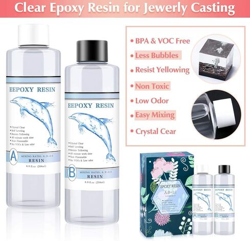 مجموعة تزيين الراتنج من 170 قطعة مع راتنج ايبوكسي، مجموعة المبتدئين من الراتنج من انيزوس تتضمن راتنج شفاف، ورقائق رقائق زهور مجففة، صبغات راتنج لفن الراتنج وصناعة المجوهرات الحرفية in Kuwait