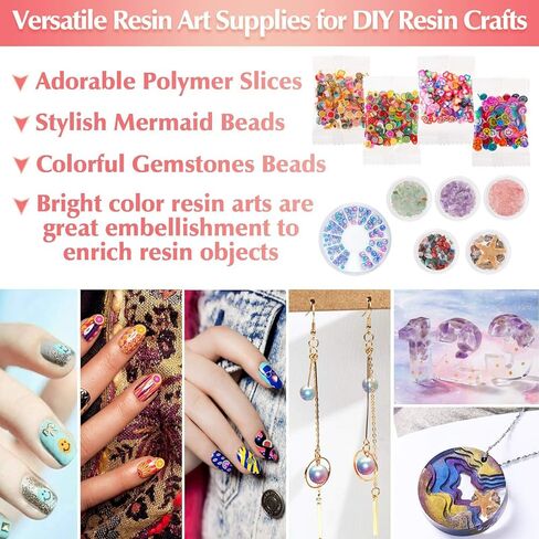 مجموعة تزيين الراتنج من 170 قطعة مع راتنج ايبوكسي، مجموعة المبتدئين من الراتنج من انيزوس تتضمن راتنج شفاف، ورقائق رقائق زهور مجففة، صبغات راتنج لفن الراتنج وصناعة المجوهرات الحرفية in Kuwait