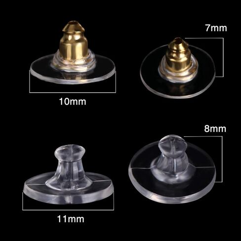 Senkary 150 زوجًا من الأقراط الخلفية المصنوعة من البلاستيك المطاطي وسدادة القرط ذات القابض الرصاصي مع وسادة، فضي، ذهبي وشفاف (50 زوجًا لكل منها) in Kuwait