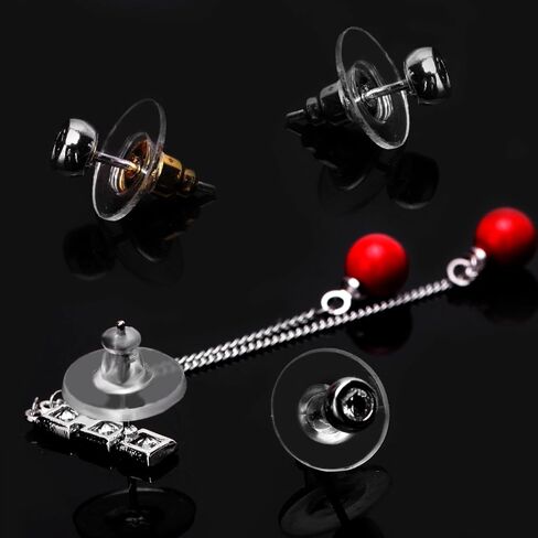 Senkary 150 زوجًا من الأقراط الخلفية المصنوعة من البلاستيك المطاطي وسدادة القرط ذات القابض الرصاصي مع وسادة، فضي، ذهبي وشفاف (50 زوجًا لكل منها) in Kuwait