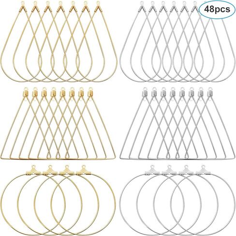 48 قطعة أقراط خرزية طوقية ساحرة المعلقات حلق الدمعة القرط مثلث القرط جولة هوب القرط لصنع المجوهرات DIY الحرف الفن خلق فتاة هدية in Kuwait