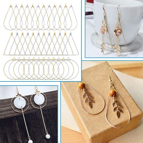 48 قطعة أقراط خرزية طوقية ساحرة المعلقات حلق الدمعة القرط مثلث القرط جولة هوب القرط لصنع المجوهرات DIY الحرف الفن خلق فتاة هدية in Kuwait