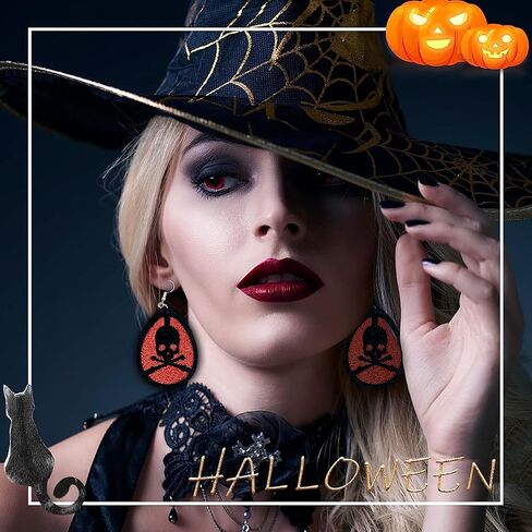 مجموعة صناعة الأقراط من الجلد الصناعي للهالوين 253 قطعة من AOUXSEEM، تتضمن قطعًا مجوفة على شكل دمعة مسبقًا مع نمط الهالوين، وقطع دمعة، وخطافات حلق، وحلقات قفز، وحقائب ذاتية اللصق in Kuwait