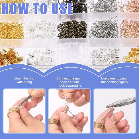 مجموعة مستلزمات صناعة الأقراط 1533 قطعة من جلاركس مع 5 خطافات حلق وحلقات القفز وظهر القرط وأعمدة القرط وبطاقات القرط وأكياس شفافة وكماشة أدوات تثبيت لصنع نتائج القرط in Saudi Arabia