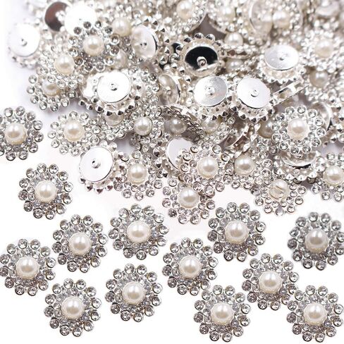 120pcs 14mm Sunflower Pearl Sew On Rhinestones Flatback Crystals Stones Trim Pearl Rhinestones Buttons Fabric Gems Sewing Accessories (crystal-gold) in Kuwait