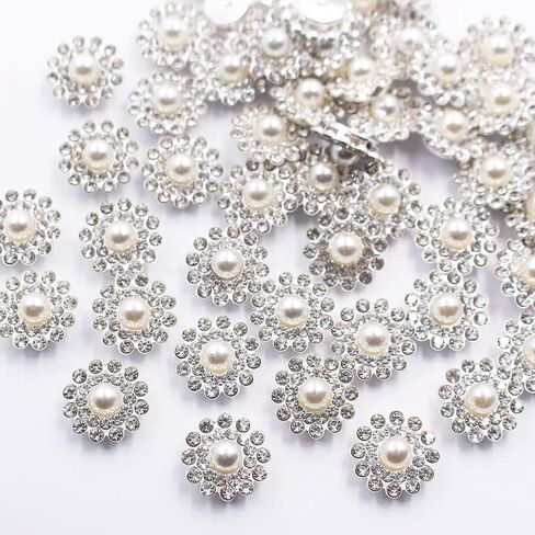 120pcs 14mm Sunflower Pearl Sew On Rhinestones Flatback Crystals Stones Trim Pearl Rhinestones Buttons Fabric Gems Sewing Accessories (crystal-gold) in Kuwait