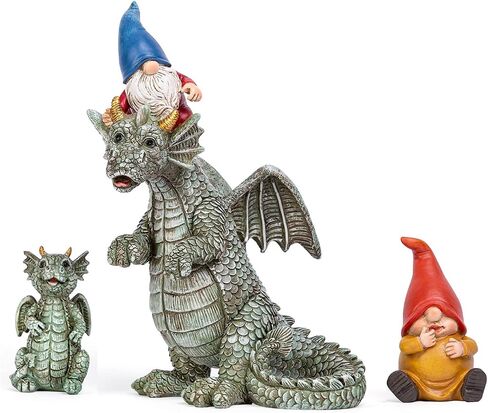 xxoasis Garden Gnomes Statues,Funny Resin Garden Courtyard Dragon, Indoor Outdoor Gnomes Decorations for Yard/Desk Ornaments (B) in Kuwait