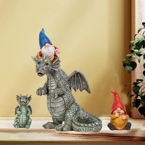 xxoasis Garden Gnomes Statues,Funny Resin Garden Courtyard Dragon, Indoor Outdoor Gnomes Decorations for Yard/Desk Ornaments (B) in Kuwait