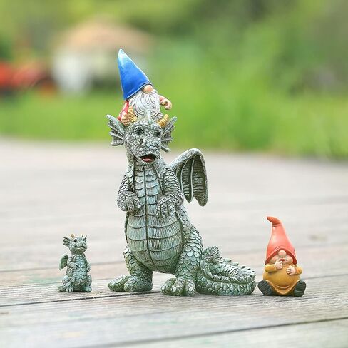 xxoasis Garden Gnomes Statues,Funny Resin Garden Courtyard Dragon, Indoor Outdoor Gnomes Decorations for Yard/Desk Ornaments (B) in Kuwait