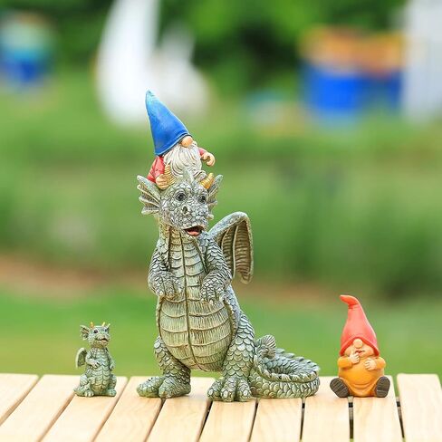 xxoasis Garden Gnomes Statues,Funny Resin Garden Courtyard Dragon, Indoor Outdoor Gnomes Decorations for Yard/Desk Ornaments (B) in Kuwait