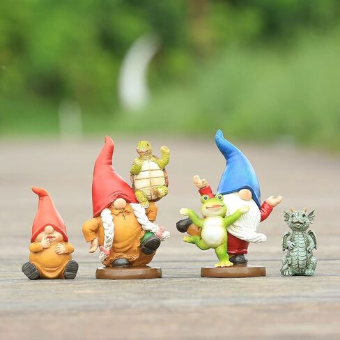 xxoasis Garden Gnomes Statues,Funny Resin Garden Courtyard Dragon, Indoor Outdoor Gnomes Decorations for Yard/Desk Ornaments (B) in Kuwait