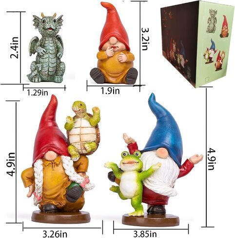 xxoasis Garden Gnomes Statues,Funny Resin Garden Courtyard Dragon, Indoor Outdoor Gnomes Decorations for Yard/Desk Ornaments (B) in Kuwait
