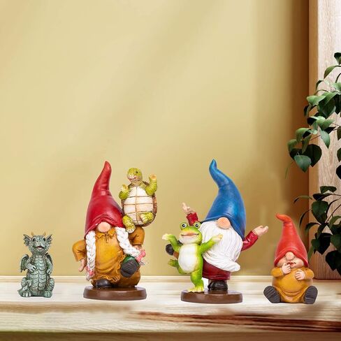 xxoasis Garden Gnomes Statues,Funny Resin Garden Courtyard Dragon, Indoor Outdoor Gnomes Decorations for Yard/Desk Ornaments (B) in Kuwait