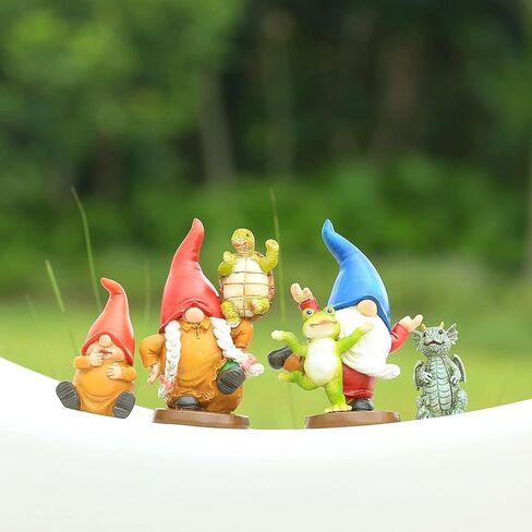 xxoasis Garden Gnomes Statues,Funny Resin Garden Courtyard Dragon, Indoor Outdoor Gnomes Decorations for Yard/Desk Ornaments (B) in Kuwait